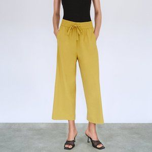 Zara - Loose-Fitting Trousers w/ Tie Waist (Mustard) Size: XL